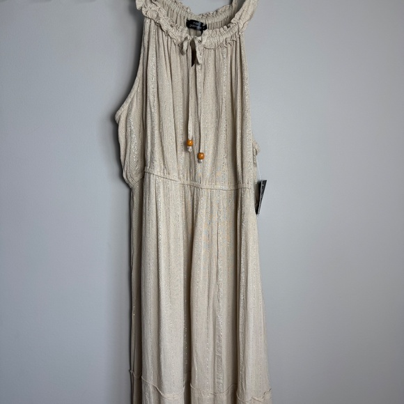 Mlle Gabrielle Sleeveless Tiered Maxi Dress Beige Size 3X NEW Boho Hippie Fairy - Picture 2 of 16